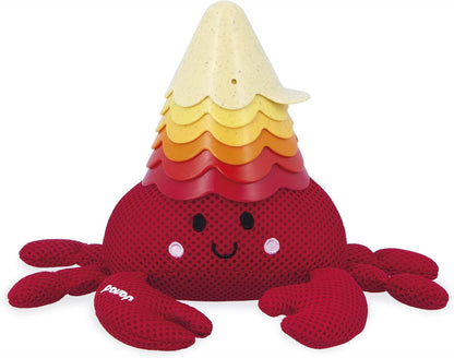 Janod - Brinquedo de banho em forma de caranguejo eremita com copos de canudo de trigo - 6 copos - Diversão aquática para bebês - A partir de 10 meses - J04734