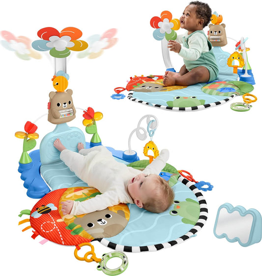 Fisher-Price Tapete de atividades 3 em 1 para bebês, com função de chute e balanço, brinquedo sensorial para desenvolvimento infantil a partir de 0 meses, JMT98