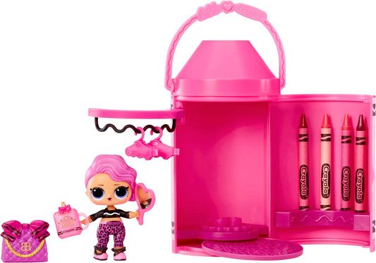 LOL Surprise Loves CRAYOLA - Color Me Studio con bebé coleccionable - Más de 30 sorpresas que incluyen muñeca, vestidos de papel y 4 crayones - Juego de Art Studio en cápsulas de crayones - Para niños de 3 años en adelante