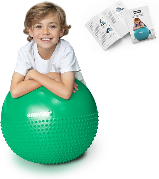 BABYGO® Bola de exercícios sensoriais | Bola de amendoim para crianças | Terapia para Autismo Atividades de Desenvolvimento Calmante Habilidades Motoras | Livro de exercícios e bomba incluídos
