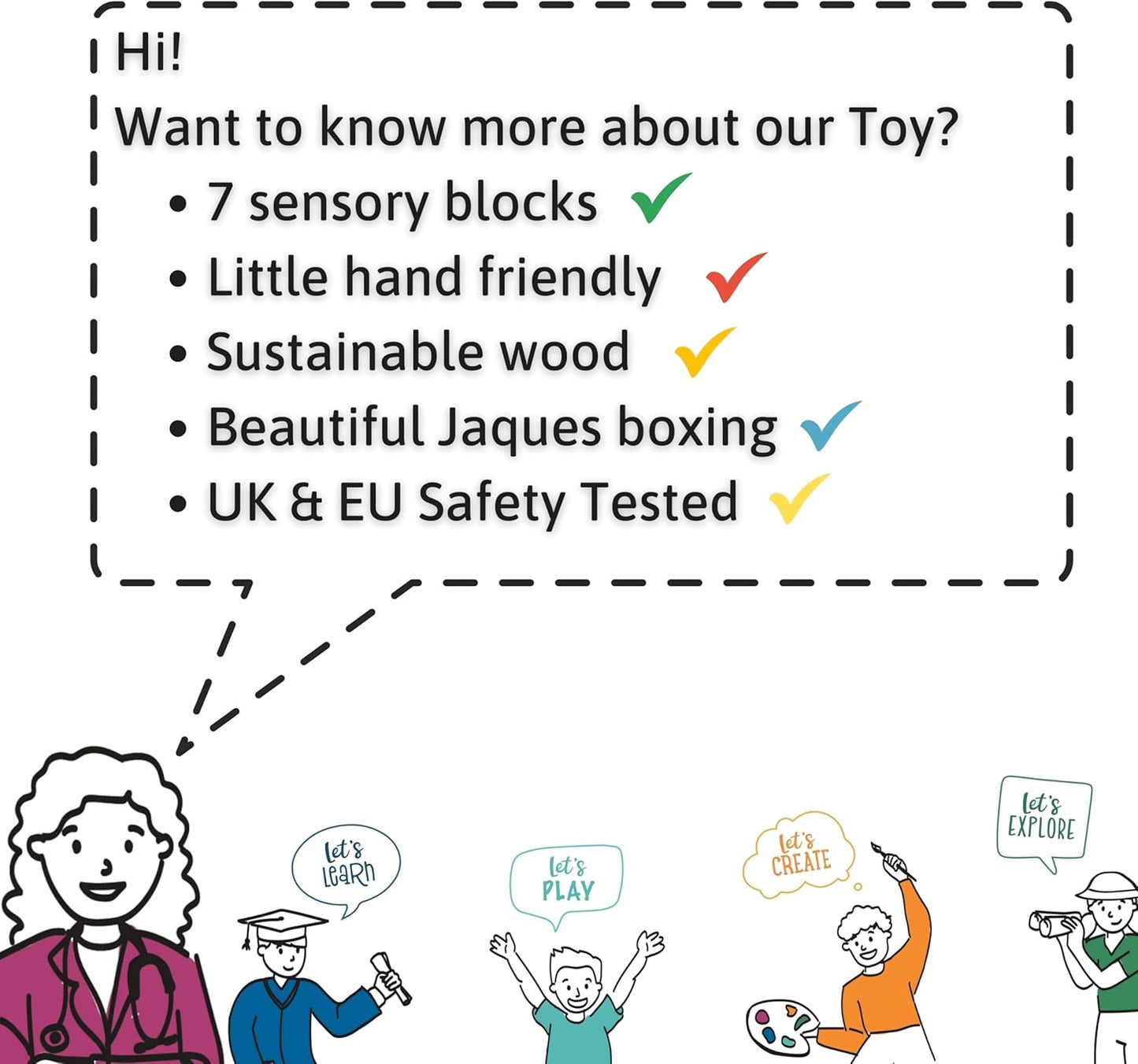 Jaques of London Blocos de Madeira | Brinquedos Sensoriais para Bebês | Brinquedos Sonoros | Brinquedos de Madeira | Sensorial para Bebês | Desde 1795