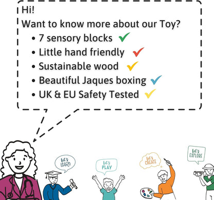 Jaques of London Blocos de Madeira | Brinquedos Sensoriais para Bebês | Brinquedos Sonoros | Brinquedos de Madeira | Sensorial para Bebês | Desde 1795