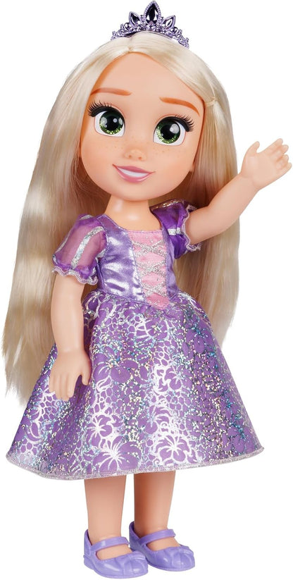 Disney Boneca Princess My Friend Rapunzel 35 cm O novo e lindo traje inclui uma saia com estampa holográfica em tom de platina