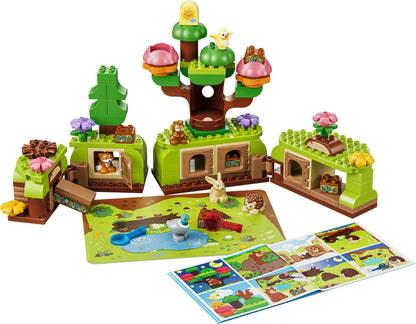 LEGO DUPLO Floresta da Descoberta com Animais Selvagens - Brinquedo Educativo para Crianças - Conjunto Montessori com Figuras de Animais, Árvores e Tapete de Atividades - Presente para Meninas e Meninos a partir