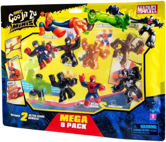 Heróis de Goo Jit Zu GOO JIT ZU Marvel Minis S4 Pacote com 8, Preto