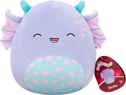 Squishmallows Original Strobe de 7,5 polegadas, o monstro roxo do pântano com corações de pelúcia dos namorados