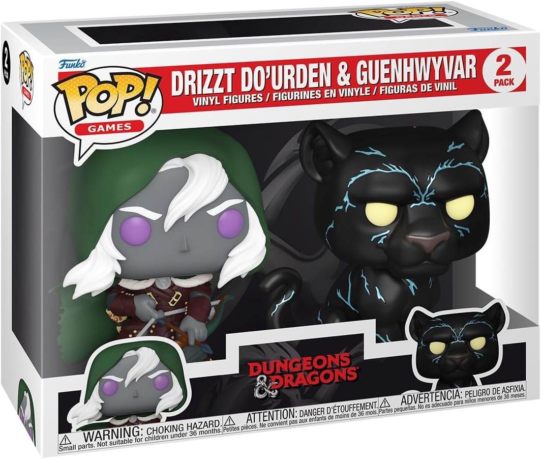 Funko Pop! Games: Dungeons & Dragons - Drizzt & Guenhwyvar 2 Pack - D&D - Figura colecionável de vinil - Ideia para presente - Produtos oficiais - Brinquedo para crianças e adultos - Fãs de jogos