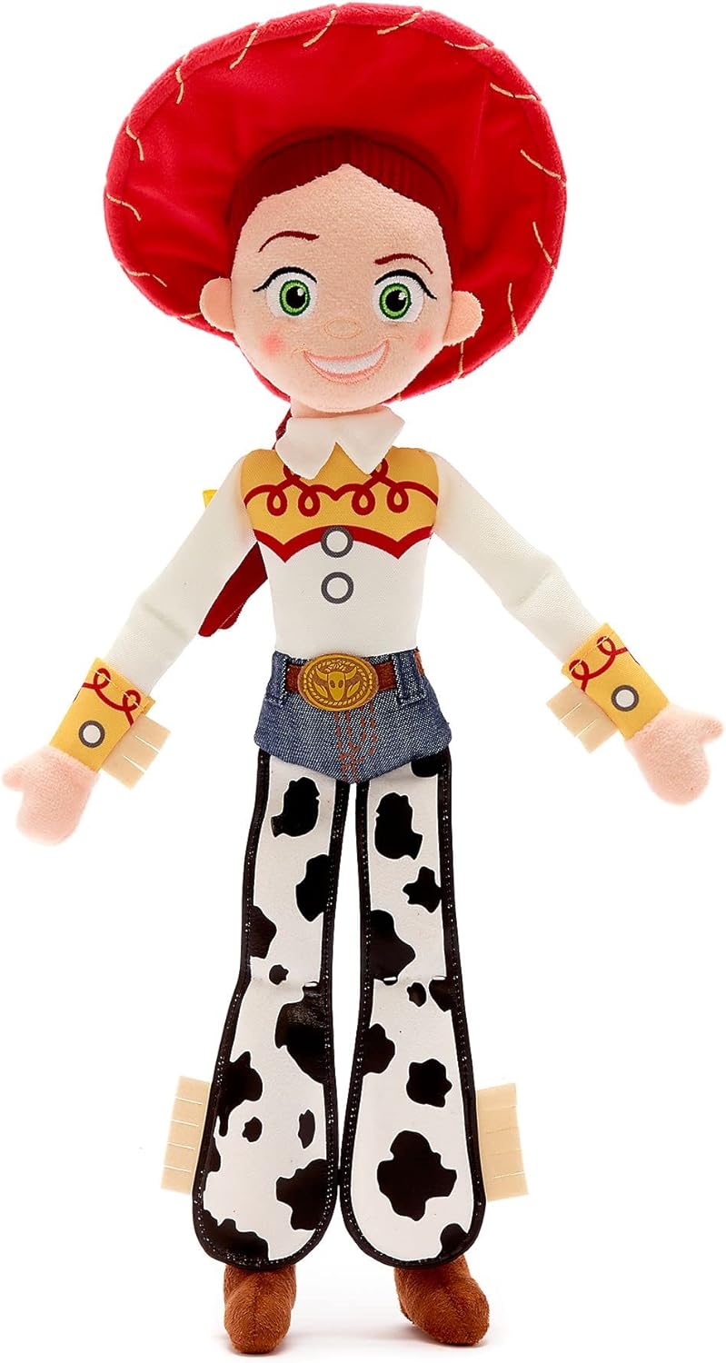 Disney Pelúcia Jessie tamanho médio, oficial da Store, Toy Story, 45 cm/17 polegadas. Personagem de pelúcia fofinha, estilo cowgirl, com detalhes bordados e acabamento macio ao toque.
