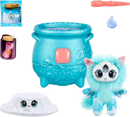 Magic Mixies Caldeirão mágico de fogo surpresa de gema mágica - revele um mixie de pelúcia não eletrônico e um anel mágico com uma revelação pop-up do caldeirão efervescente