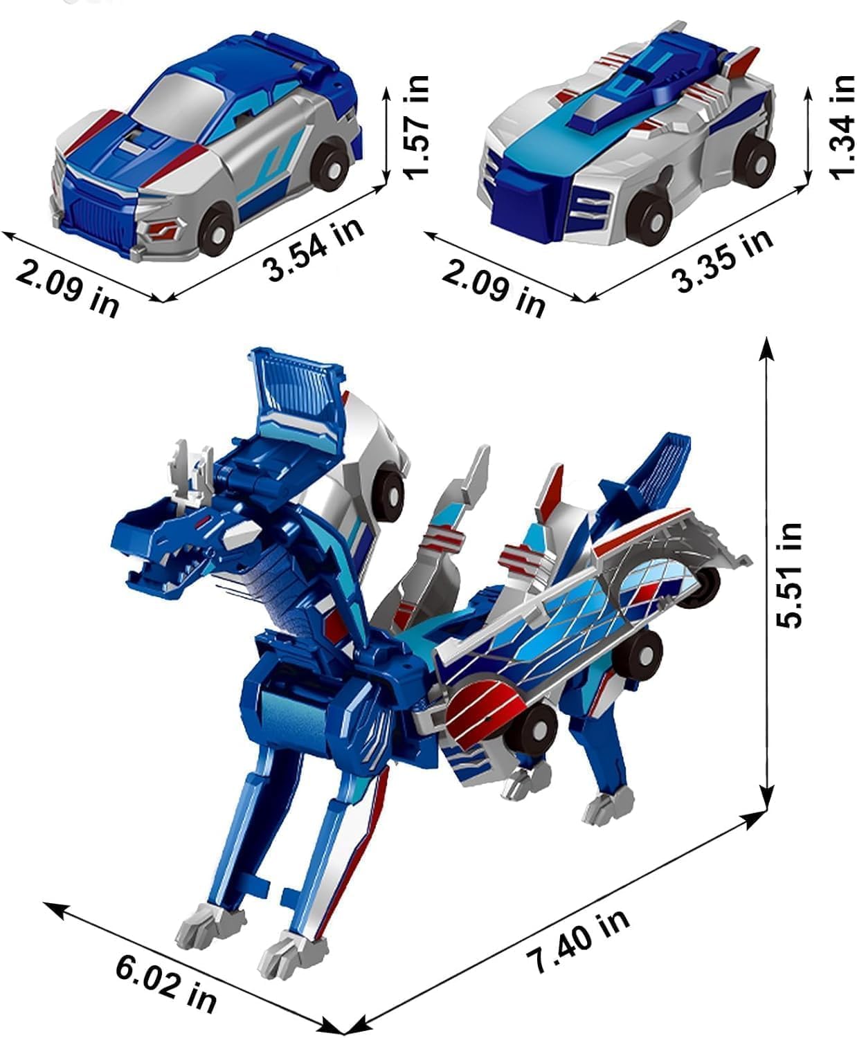 Felly Carrinho Robô Dragon Transformável para Crianças, Deformação Automática por Conexões Magnéticas, Brinquedo para Meninos e Meninas de 2 a 8 Anos