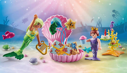 Playmobil 71446 Princesa Mágica: Festa de Aniversário da Sereia, celebração alegre com duas sereias e presentes coloridos, encenação divertida e imaginativa, conjuntos de jogos artísticos adequados para crianças a partir de 4 anos