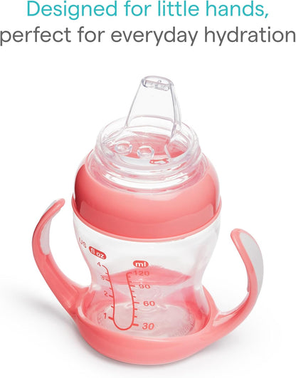 Munchkin Kit com 2 Copos de Transição Suave para Bebês | Garrafa Transparente | 118 ml | Rosa/Roxo