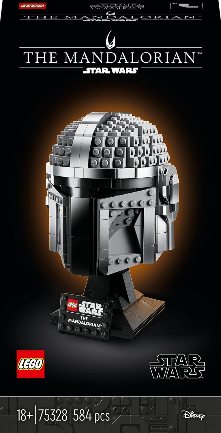 LEGO Star Wars Kit de construcción de modelo de casco mandaloriano, set de exhibición coleccionable para adultos, idea de regalo para hombres, mujeres, él o ella 75328