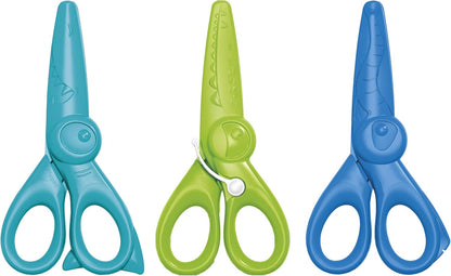 Janod - Conjunto de 3 tesouras com 3 formatos de corte - Pontas arredondadas e seguras - Lâminas de plástico - Ideal, Janod - Meus primeiros lápis de cera - 6 lápis de cera para bebês a partir de 12 meses - Adequado