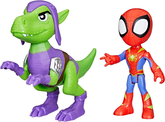 SPIDEY AND HIS AMAZING FRIENDS Conjunto de bonecos de ação Marvel Dino-Webs, Spidey e Goblin Raptor