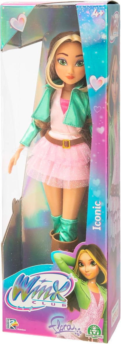 Winx Boneca Icônica – Flora com Roupa Característica e Articulações – Boneca Fashion Clássica de 27cm com Cabelo Longo e Esvoaçante – Brinquedo Oficial do Clube Winx para Meninas – Brincadeira Mágica de Aventura – Idade 4+