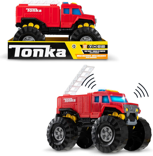 Tonka Mega Machines, caminhão de bombeiros, brinquedos de presente de construção infantil para meninos e meninas, conjunto de veículos de construção para crianças, adequado para crianças de 3 anos ou mais
