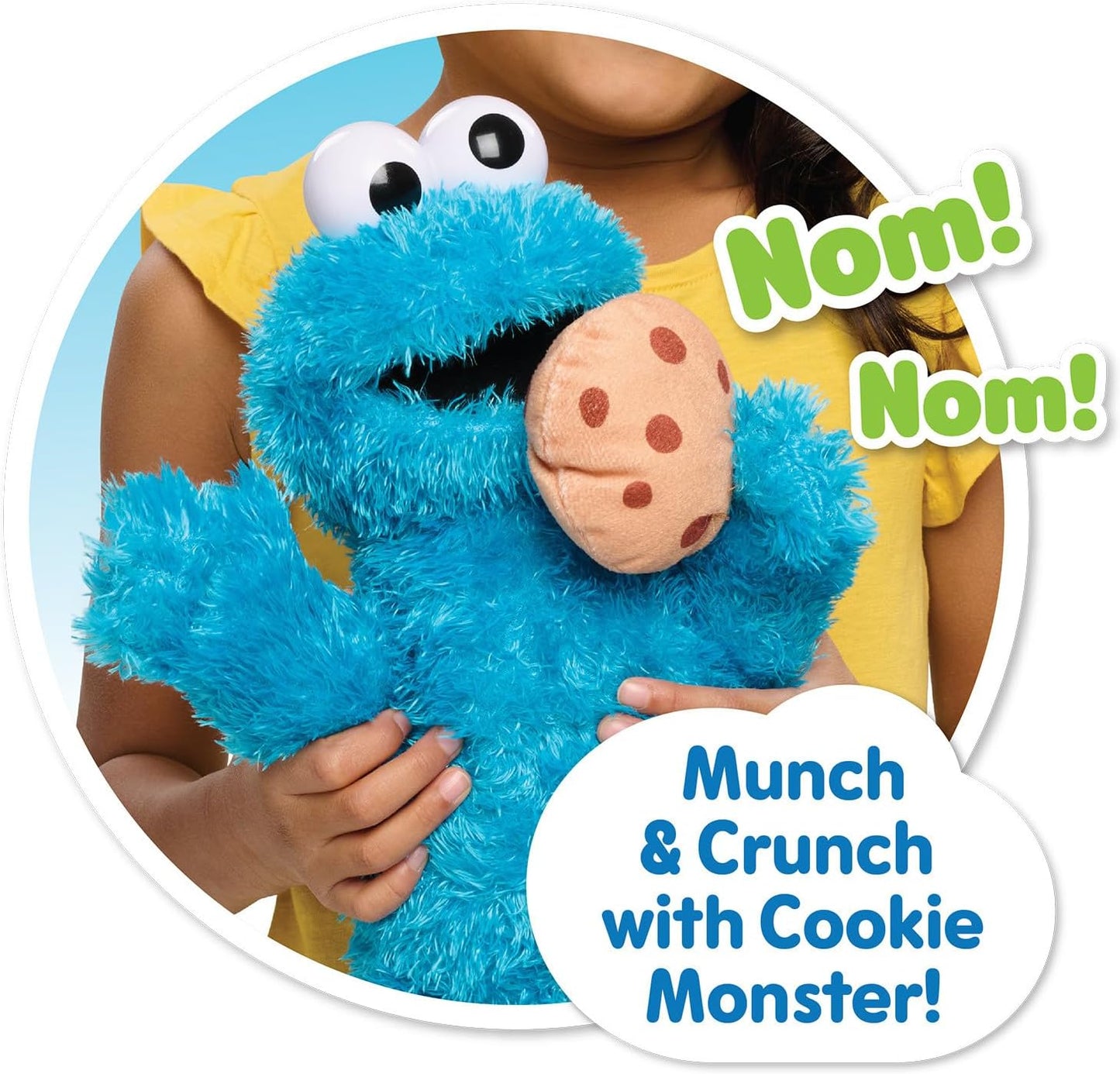 Pelúcia do Monstro das Bolachas Nom Nom da Vila Sésamo, 34 cm, com sons e movimentos, azul, da Just Play. Brinquedo infantil para crianças a partir de 18 meses.