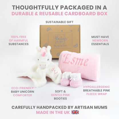 Baby Box Shop - Presentes personalizados para bebês - Cobertor de bebê personalizado e edredom de bebê zebra personalizado com botinhas de algodão cinza e branco, ideais para presentes de batizado