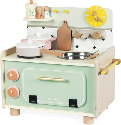 Janod - Cozinha infantil grande de madeira equipada com 2 fornos, Janod - Cozinha infantil de madeira equipada com forno, anod - Kitchenette infantil de madeira - Cozinha de brincar compacta para crianças - Equipada com forno