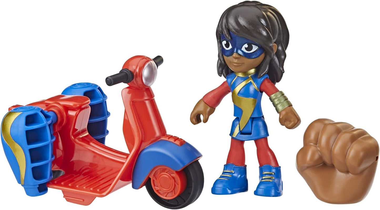 Spidey and his Amazing Friends Marvel Ms.Marvel Action Figure e Embiggen Bike Vehicle, brinquedo pré-escolar para crianças de 3 anos ou mais