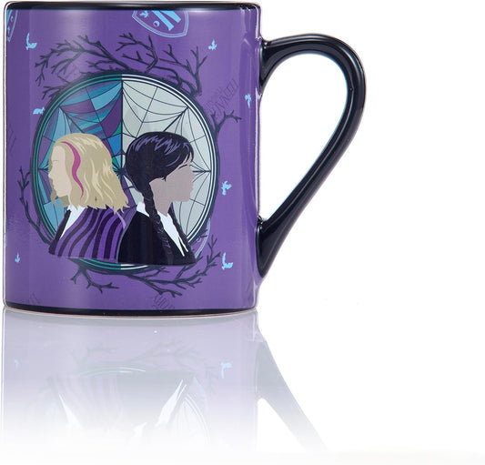 UAU! COISAS Caneca oficial de quarta-feira com troca de calor de Wednesday e Enid | Heat revela a janela do dormitório Nevermore | Caneca de presente oficial para fãs da série Wednesday na Netflix (pacote com 5)