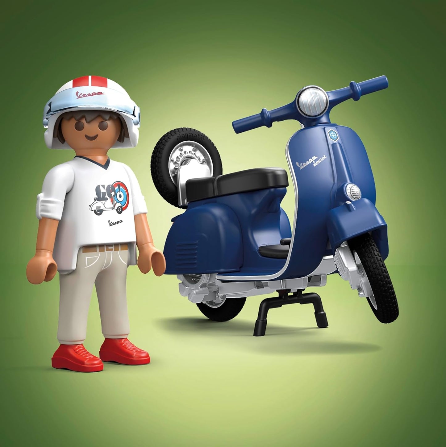 Playmobil Carros 71622: Vespa 150 Sprint Veloce 1969, azul, modelo fiel para colecionadores e fãs, inclui acessórios versáteis e estepe removível