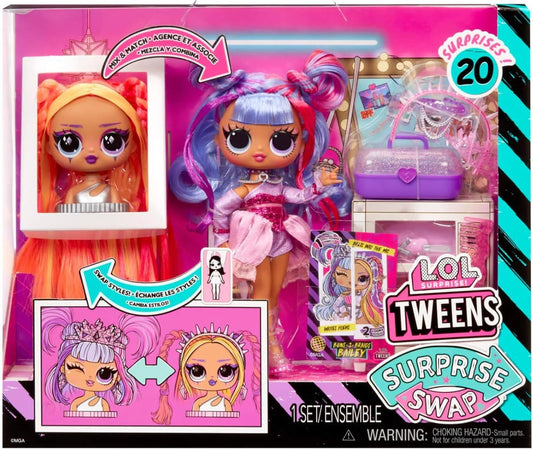L.O.L. Surprise  Série Tweens Surprise Swap - Buns-2-Braids Bailey - Boneca fashion com mais de 20 surpresas, incluindo cabeça de estilo e modas e acessórios fabulosos - ótimo para crianças a partir de 4 anos