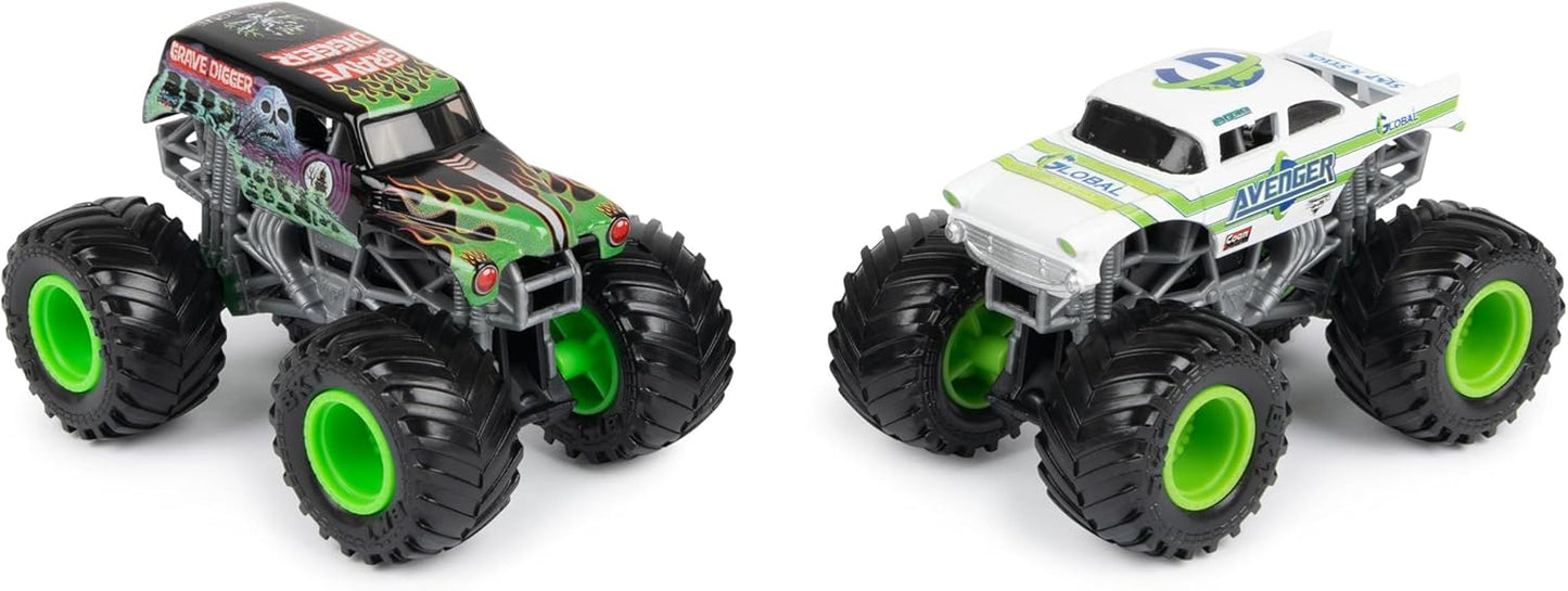 Monster Jam - Conjunto Original Monster Jam com Dois Autênticos Monster Trucks na Escala 1:64, Ação Radical e Manobras Radicais a partir de 3 Anos (Modelos Sortidos, Aleatórios)
