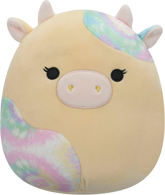 Squishmallows Original Rina, a Vaca Amarela com Manchas Tie-Dye, de 7,5 Polegadas – Pelúcia Oficial da Jazwares