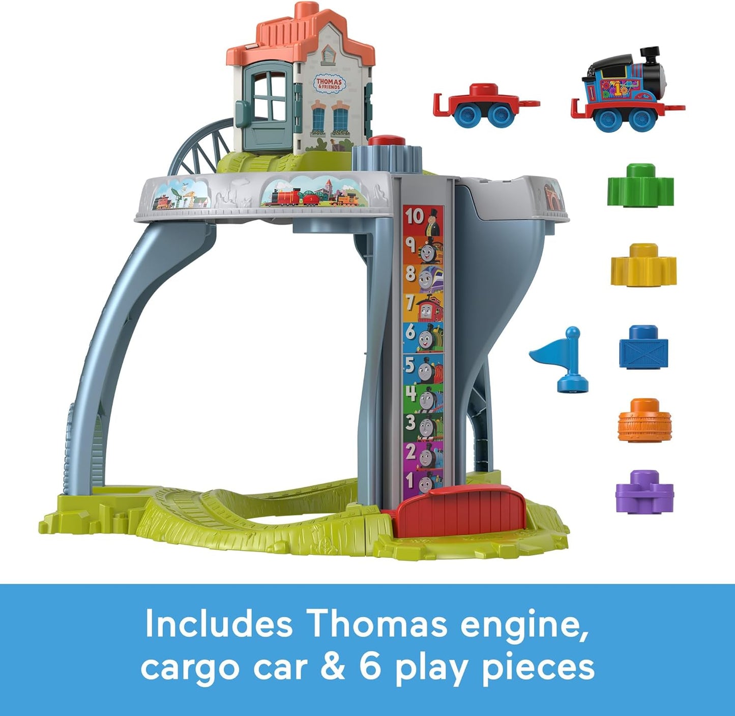 Thomas & Friends Brinquedo Infantil: Minha Primeira Mesa de Trem com Trilhos, Empilhamento de Carga e Atividades de Coordenação Motora Fina para Crianças a partir de 18 Meses, JDD70