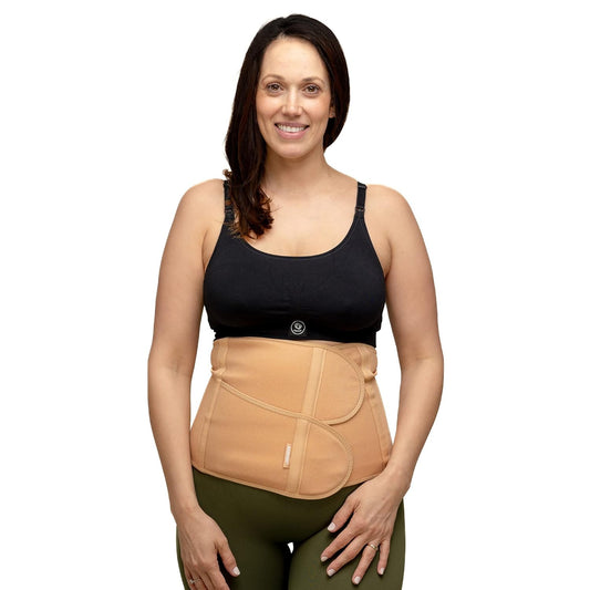 BABYGO® Cinto de barriga pós-parto para mulheres | Cinto abdominal para cesárea | Gravidez com faixa abdominal | incluindo caderno de exercícios para recuperação após o nascimento