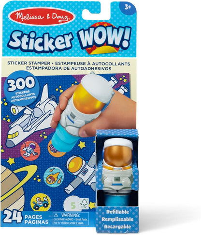 Melissa & Doug Sticker WOW!™ Carimbo de adesivos e bloco de atividades de 24 páginas, 300 adesivos, artes e ofícios Fidget Toy Personagem colecionável - Unicórnio - Brinquedo de viagem criativo para meninas e meninos 3+