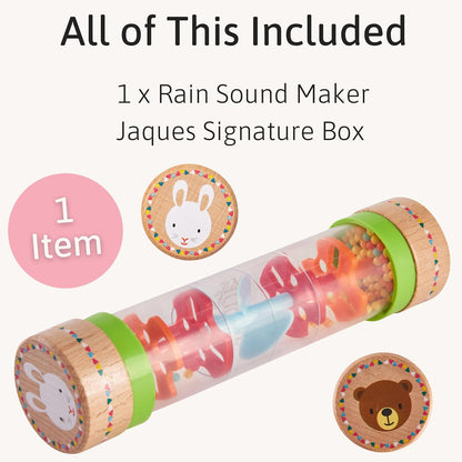 Jaques of London Brinquedo para bebês Rainmaker da com sons suaves de chuva | Brinquedos sensoriais de madeira premium | Brinquedos ideais para meninos e meninas de 1 ano | Desde 1795