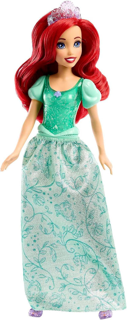 Mattel Boneca Disney Princess Ariel com Visual Clássico | Moda Brilhante com Saia, Tiara e Sapatos Removíveis, Articulada e Colecionável, Inspirada em A Pequena Sereia, HLW10