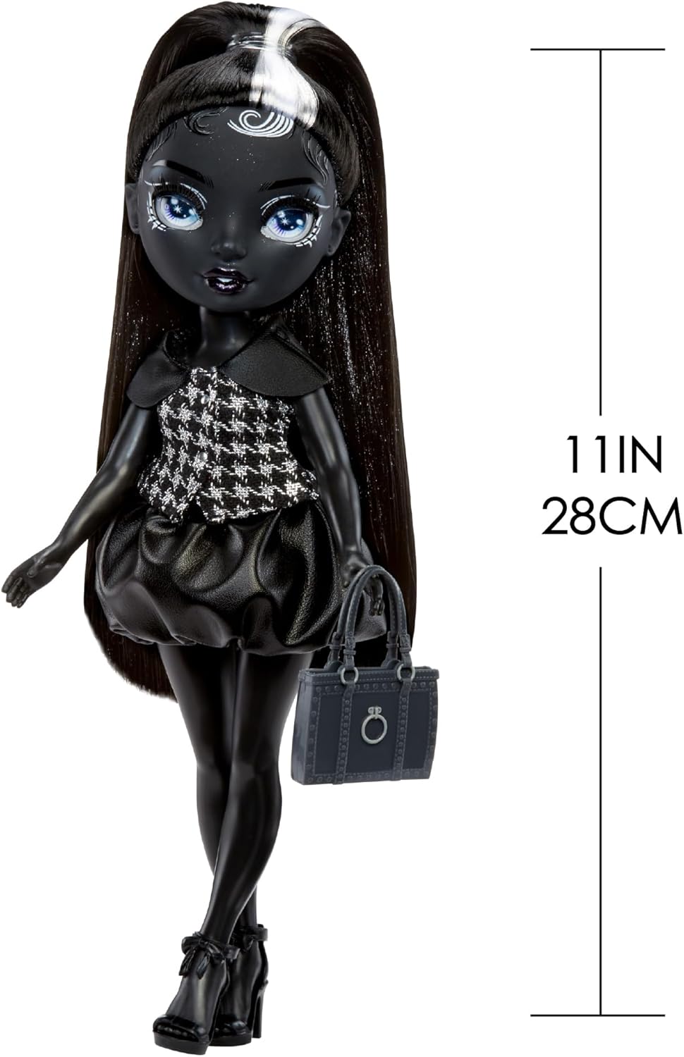 Rainbow High Shadow High Shanelle Onyx - Boneca Fashion em tons de cinza de 28 cm, cabelo e roupa pretos, bolsa estilosa, presente fofo para crianças de 4 a 10 anos.