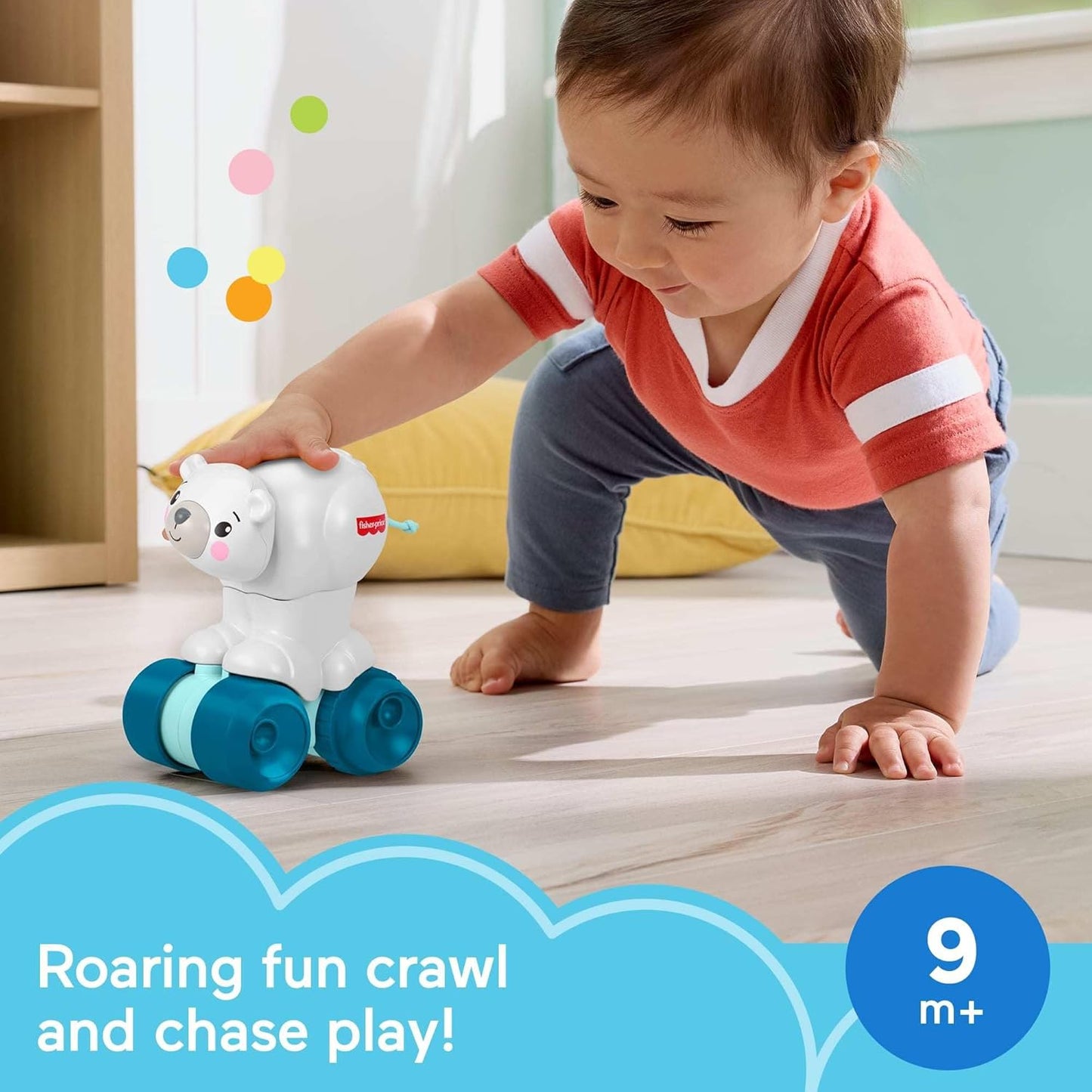 Brinquedo Fisher-Price Baby: Urso Polar Engatinhando, Veículo de Atividades com Tema Animal e Detalhes Sensoriais para Bebês a partir de 9 Meses, JDL63
