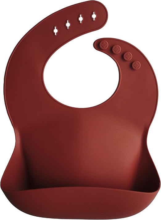 Mushie Babador de Silicone Baby | Babadores Impermeáveis com Ajuste Perfeito | Babadores Fáceis de Limpar para Alimentação do Bebê | 4 Tamanhos Ajustáveis com Bolsos Frontais Fundos | 100% Livre de BPA e Ftalatos