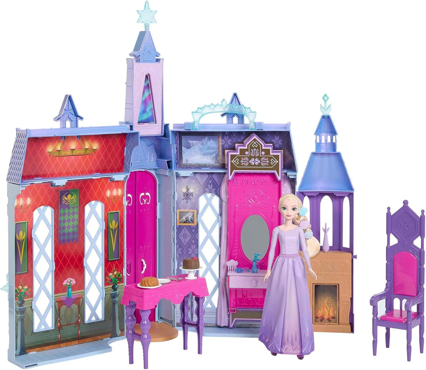 Mattel Disney Frozen 2 Elsa's Arendelle Castle Doll House, 2+ Ft Tall | Includes Elsa Fashion Doll with Removable Skirt & Playset with 4 Play Areas, Furniture & Accessories, HLW61
