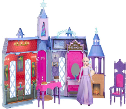 Mattel Disney Frozen 2 Elsa's Arendelle Castle Doll House, 2+ Ft Tall | Includes Elsa Fashion Doll with Removable Skirt & Playset with 4 Play Areas, Furniture & Accessories, HLW61
