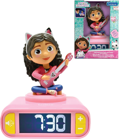 LEXIBOOK Casa de Bonecas da Gabby, Despertador com Luz Noturna da Gabby, Sons e Melodias, Tela LCD Retroiluminada, Iluminado, Função Soneca, Rosa, RL800GDH
