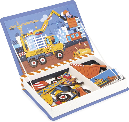 Janod - Veículos do Site Magneti'Book - Jogo Magnético Educativo 50 Ímãs + 18 Modelos - Brinquedo de Papelão FSC para Crianças - A partir de 3 Anos - J02526