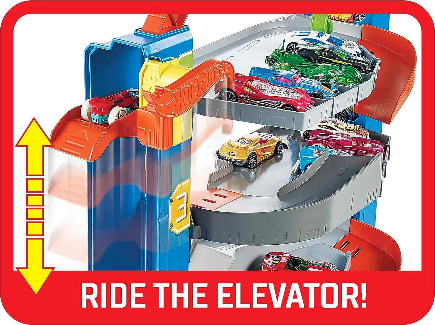 Hot Wheels City Stunt Garage Play Set Idéia de presente para idades de 3 a 8 anos elevador para níveis superiores Conecta-se a outros conjuntos, GNL70