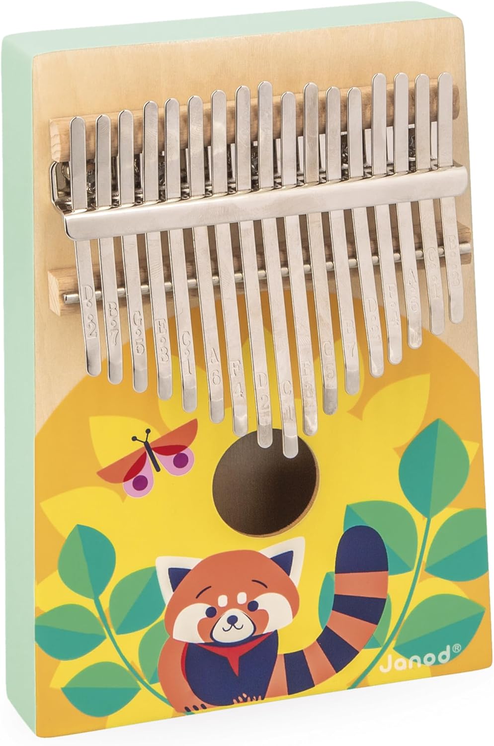 Janod - Kalimba de Madeira - Brinquedo de Imitação Musical - 17 Teclas de Metal - Kalimba Infantil com Sons Suaves - A partir de 3 Anos, J07659