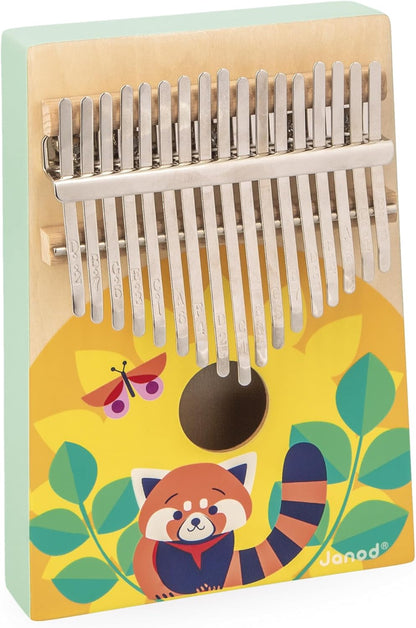 Janod - Kalimba de Madeira - Brinquedo de Imitação Musical - 17 Teclas de Metal - Kalimba Infantil com Sons Suaves - A partir de 3 Anos, J07659