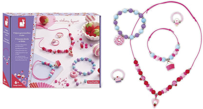 Janod - 5 Joias para Criar - Tema Gourmandises Donuts Cupcakes e Bolos - Kit de Lazer Criativo - Atividade Manual para Crianças - A partir de 6 Anos - J09183