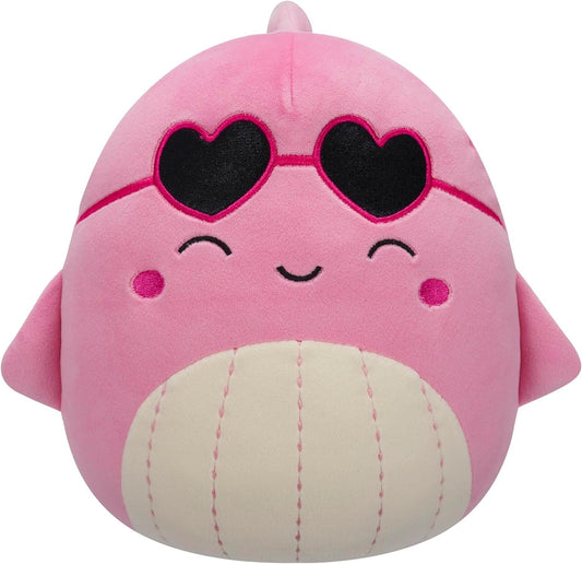 Squishmallows Original Val, a Baleia Rosa de 19 cm com Óculos de Sol em Formato de Coração - Pelúcia para o Dia dos Namorados
