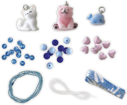 Janod - 3 Jewels to Create - Little Velvet Animals - 2 Bracelets + 1 Necklace - Creative Leisure Kit - Handmade Activity for Children - From 6 Years and Up - J09184