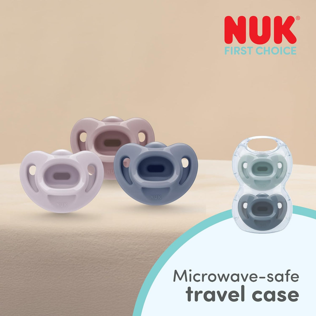 NUK Chupetas First Choice Soft | 0-6 Meses | Chupetas Ortodônticas de Silicone 100% Supermacio | 95% de Aceitação pelos Bebês** | Verde e Azul | Embalagem com 2 Unidades