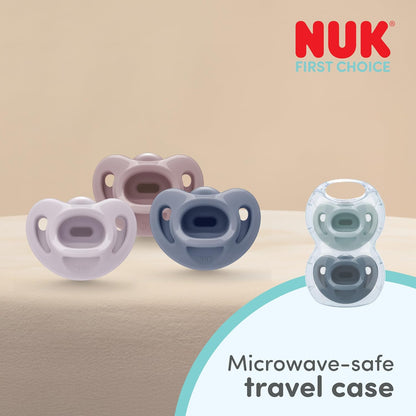 NUK Chupetas First Choice Soft | 0-6 Meses | Chupetas Ortodônticas de Silicone 100% Supermacio | 95% de Aceitação pelos Bebês** | Verde e Azul | Embalagem com 2 Unidades
